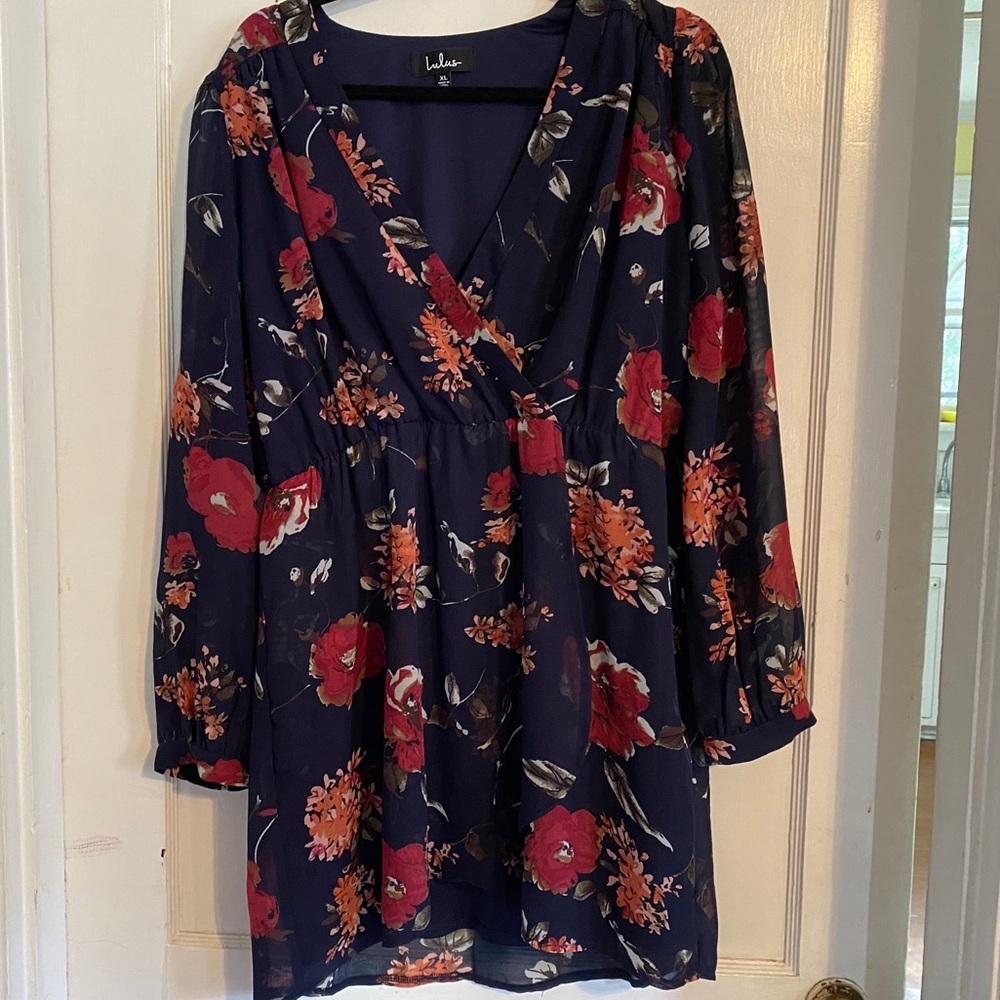 LuLus sheer long sleeved dress